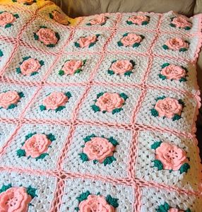 Hand Crocheted Vintage Afghan
